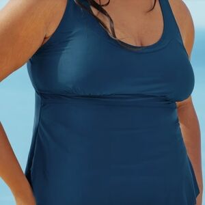 Shapermint Essentials Adjustable Strap Wire Free Tankini,Ocean Blue,3XL